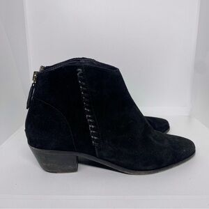 Frye Antonia Black Leather Suede Ankle Booties